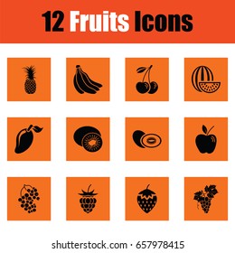 Fruit icon set. Orange design. Vector illustration.