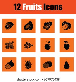 Fruit icon set. Orange design. Vector illustration.