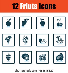 Fruit icon set. Shadow reflection design. Vector illustration.