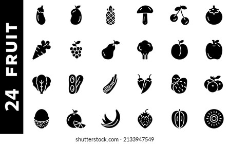 Fruit icon set solid style vector for your design