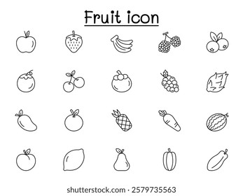 Fruit icon set in thin line style