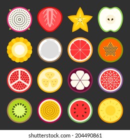 Fruit icon set, vector