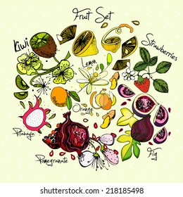 fruit icon set. Vector