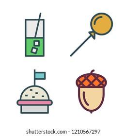 fruit icon set. vector set about food, lollipop, juice and acorn icons set.