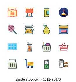 fruit icon set. vector set about jam, pear, food and porridge icons set.