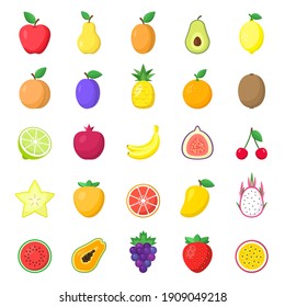 Fruit icon set, vector color fruit isolated symbols collection.