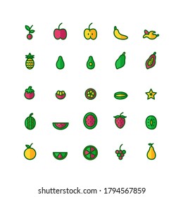 Fruit icon set vector flat line for website, mobile app, presentation, social media. Suitable for user interface and user experience.