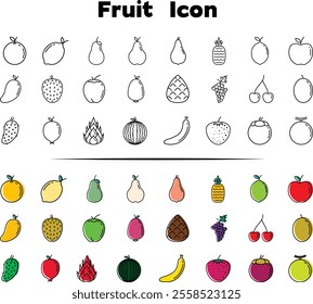 Fruit Icon Set Vector Illustration