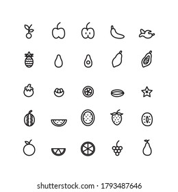 Fruit icon set vector line for website, mobile app, presentation, social media. Suitable for user interface and user experience.