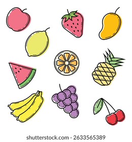 fruit icon set vectors illustration