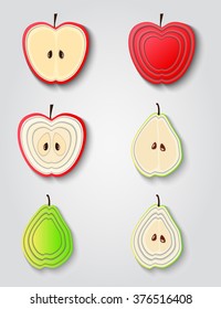 fruit icon set.Vector fruits collection. Apples, pears flat icon