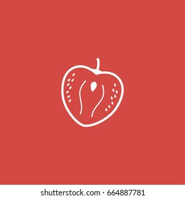 fruit icon. sign design. red background