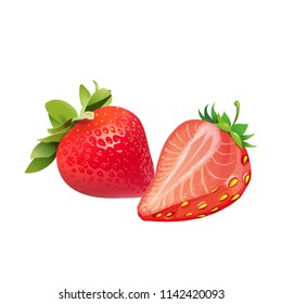 Fruit Icon Strawberry Split White Background Vector Image
