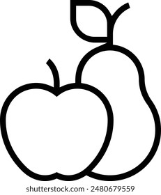 icono de fruta. Diseño de estilo lineal delgado aislado sobre fondo blanco