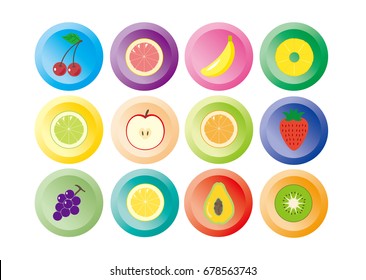 Fruit icon twelve colors / Vector image of web material
