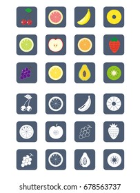 Fruit icon Twenty-four types / Vector image of Internet material color and monochromatic
