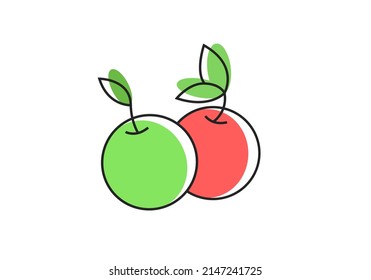 Fruit Icon, Vector Flat Style Apples, 2d Applesauce, Natural Fruits, Vegan Food, Organic Product, Natural Food Sticker