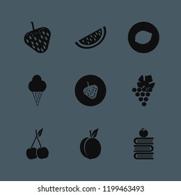 fruit icon. fruit vector icons set watermelon slice, ice cream, strawberry and lemon