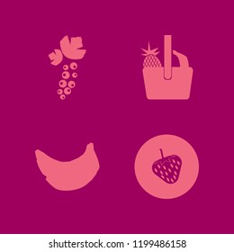 fruit icon. fruit vector icons set black currant berry, basket pineapple banana, strawberry and banana
