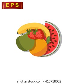 fruit icon, vector mixed fruits iocn, isolated diet symbol