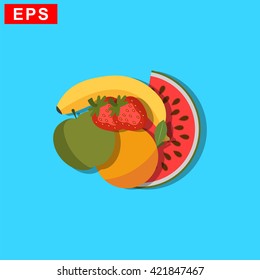 fruit icon, vector mixed fruits iocn, isolated diet symbol