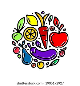 IDEA CREATIVA DE DISEÑO DE VECTOR DE ICONOS DE VERDURAS