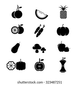 Fruit Icons Black and White