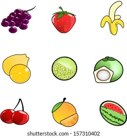 fruit icons collection created in vector format