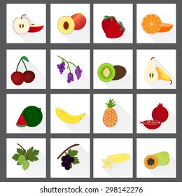 Fruit icons - color vector illustration.