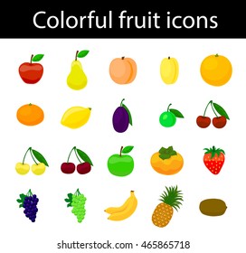Fruit icons colorful vector set for web and print