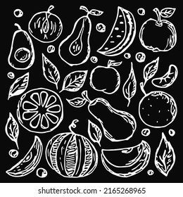 Fruit icons. doodle vector illustration with fruit icons. Fruit background