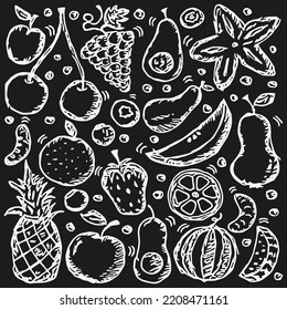 Fruit icons. doodle vector illustration with fruit icons. Fruit background