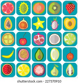 Fruit icons flat vector graphic illustration design art