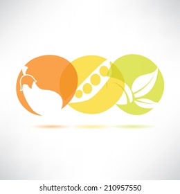 fruit icons, fresh summer fruit in round buttons