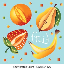 Fruit icons with gradient. Ready-made icons or background.