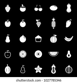 Fruit icons on black background, stock vector