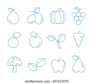 fruit icons, outline icons