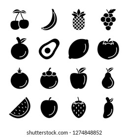 Fruit icons pack. Isolated fruit symbols collection. Graphic icons element