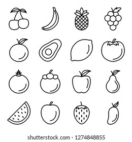 Fruit icons pack. Isolated fruit symbols collection. Graphic icons element
