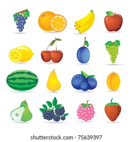 fruit icons set