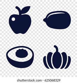 Fruit icons set. set of 4 fruit filled icons such as Lemon, apple, pumpkin