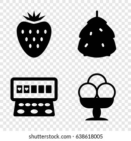 Fruit icons set. set of 4 fruit filled icons such as berry, slot machine, ice cream