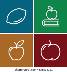 Fruit icons set. set of 4 fruit outline icons such as apple, lemon