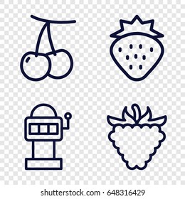 Fruit icons set. set of 4 fruit outline icons such as strawberry, cherry, raspberry