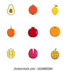 Fruit icons set. flat set of 9 fruit vector icons for web isolated on white background