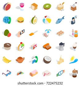Fruit icons set. Isometric style of 36 fruit vector icons for web isolated on white background