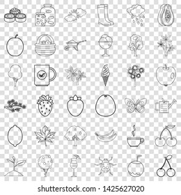 Fruit icons set. Outline style of 36 fruit vector icons for web for any design