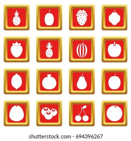 Fruit icons set in red color isolated vector illustration for web and any design