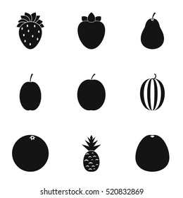 Fruit icons set. Simple illustration of 9 fruit vector icons for web