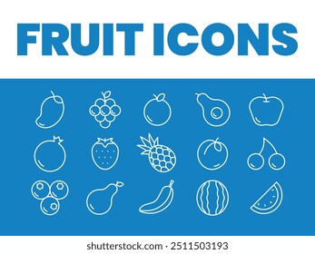 Fruit icons set. Fruit icons vector. line fruit icon. set of outline fruit icons